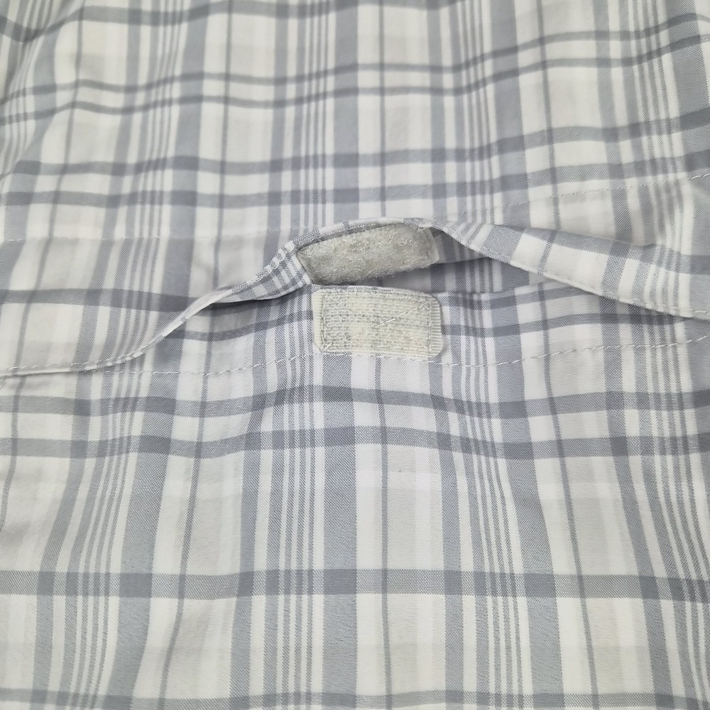 REI Mens Hiking Shirt Medium Gray Plaid Stretch Long Sleeve Roll Tab Outdoor - Picture 9 of 12
